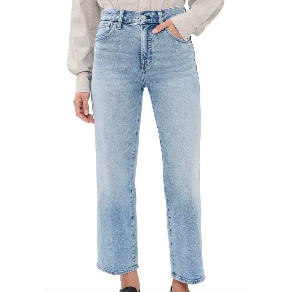 Madewell Perfect Vintage Wide Leg Jeans 33P Blue High Rise Magic Pockets NWT